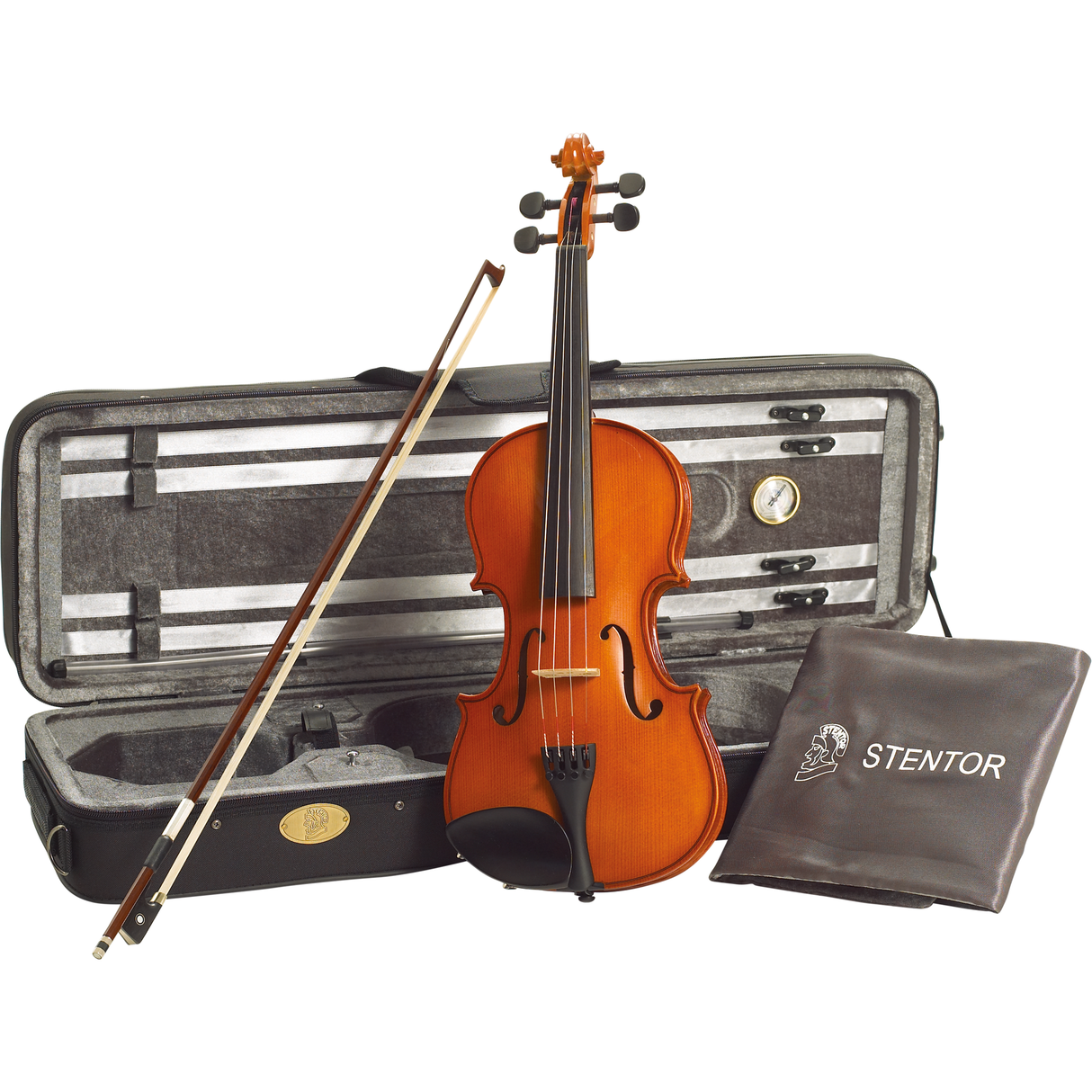 Stentor SR1560C 3/4 Violinenset Conservatoire II – Handgefertigt, geflammter Ahorn mit Shellax™-Finish, inklusive Pirastro-Saiten und Deluxe-Koffer